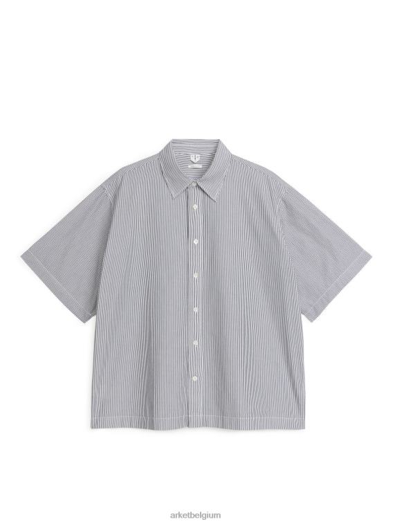 ARKET kleding 0DXJP953 zwart/witte streep oversized poplin overhemd Heren