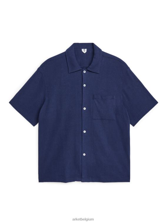 ARKET kleding 0DXJP954 donkerblauw bouclé jersey overhemd Heren
