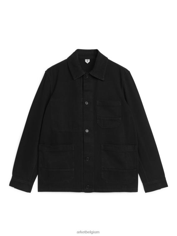 ARKET kleding 0DXJP955 zwart overdyed twill overshirt Heren