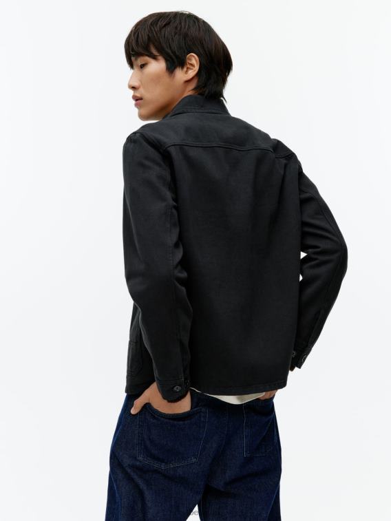 ARKET kleding 0DXJP955 zwart overdyed twill overshirt Heren