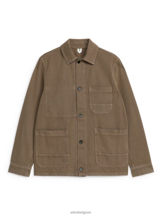 ARKET kleding 0DXJP964 kaki groen overdyed twill overshirt Heren