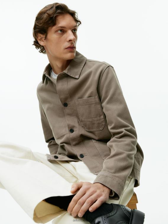 ARKET kleding 0DXJP964 kaki groen overdyed twill overshirt Heren