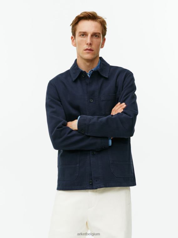 ARKET kleding 0DXJP965 donkerblauw overdyed twill overshirt Heren