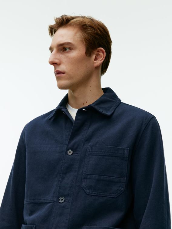 ARKET kleding 0DXJP965 donkerblauw overdyed twill overshirt Heren