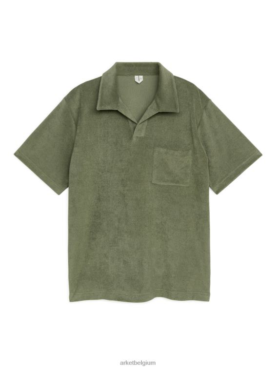 ARKET kleding 0DXJP979 kaki groen poloshirt van katoenen badstof Heren