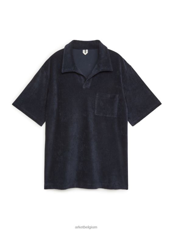 ARKET kleding 0DXJP981 donkerblauw poloshirt van katoenen badstof Heren