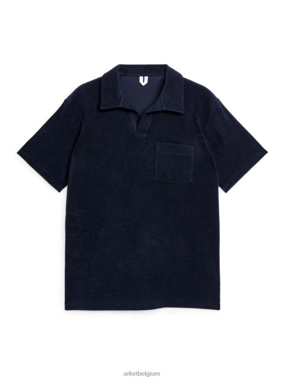 ARKET kleding 0DXJP981 donkerblauw poloshirt van katoenen badstof Heren