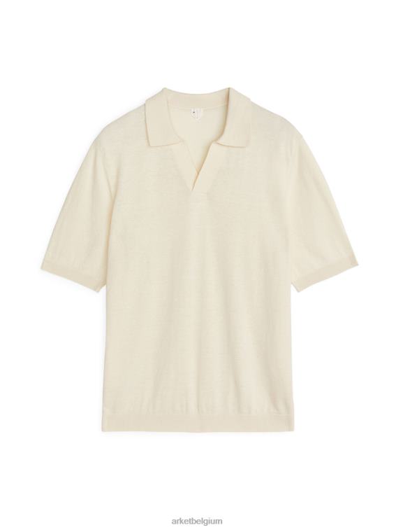 ARKET kleding 0DXJP983 gebroken wit katoenen linnen poloshirt Heren