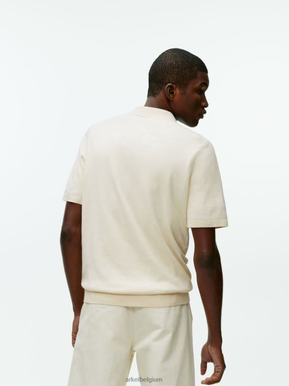 ARKET kleding 0DXJP983 gebroken wit katoenen linnen poloshirt Heren