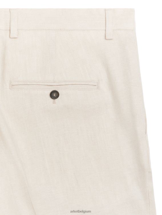 ARKET kleding 0DXJP1074 licht beige slanke broek van hennepkatoen Heren