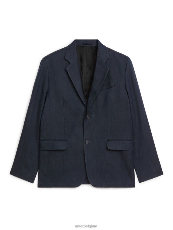 ARKET kleding 0DXJP1147 donkerblauw moderne blazer van hennepkatoen Heren