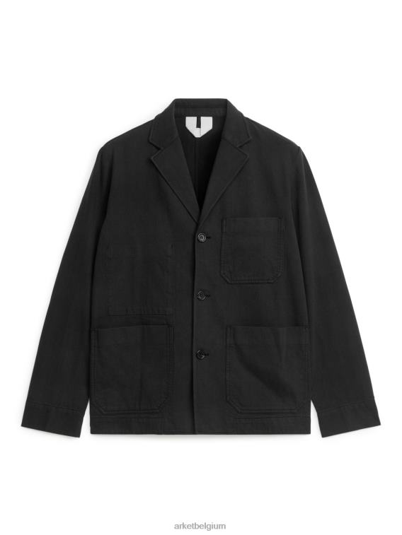 ARKET kleding 0DXJP1148 zwart relaxte katoen-linnen blazer Heren