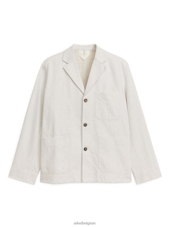 ARKET kleding 0DXJP1154 gebroken wit relaxte katoen-linnen blazer Heren