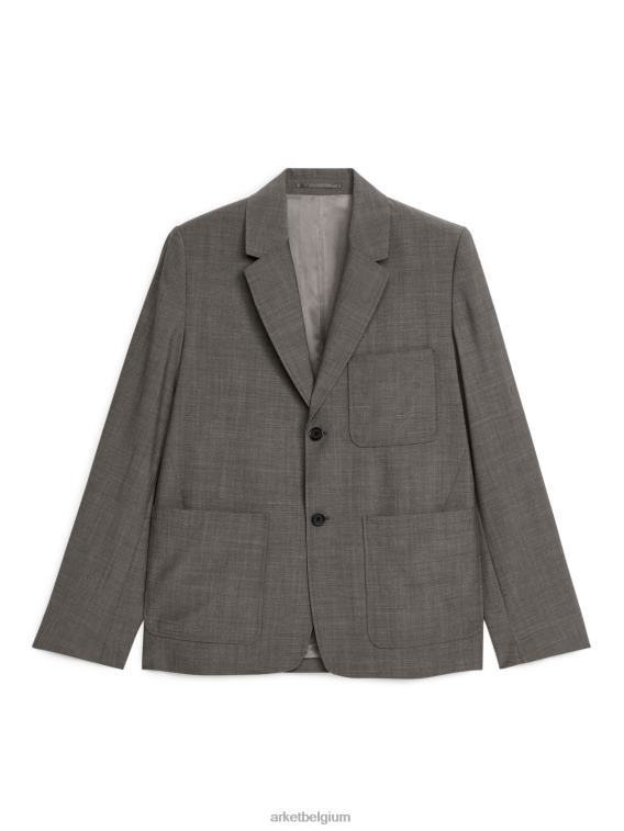 ARKET kleding 0DXJP1155 grijs lichtgewicht utility-wollen blazer Heren