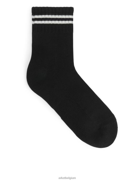 ARKET kleding 0DXJP1236 zwart/gebroken wit geribbelde sportsokken Heren