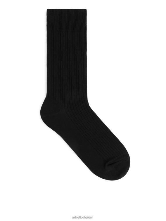 ARKET kleding 0DXJP1241 zwart supima katoenen ribsokken Heren