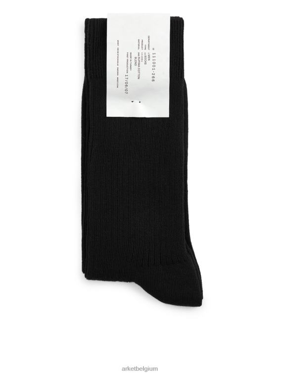 ARKET kleding 0DXJP1241 zwart supima katoenen ribsokken Heren