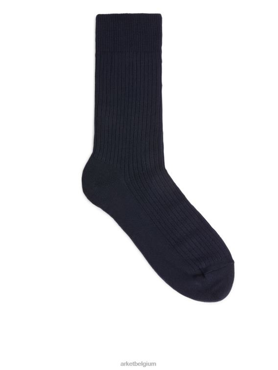ARKET kleding 0DXJP1242 donkerblauw supima katoenen ribsokken Heren
