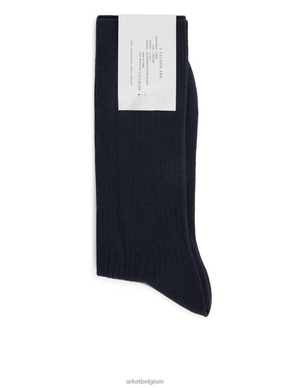 ARKET kleding 0DXJP1242 donkerblauw supima katoenen ribsokken Heren