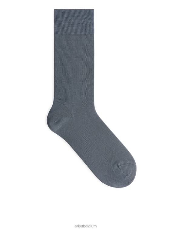 ARKET kleding 0DXJP1246 blauw effen sokken van gemerceriseerd katoen Heren