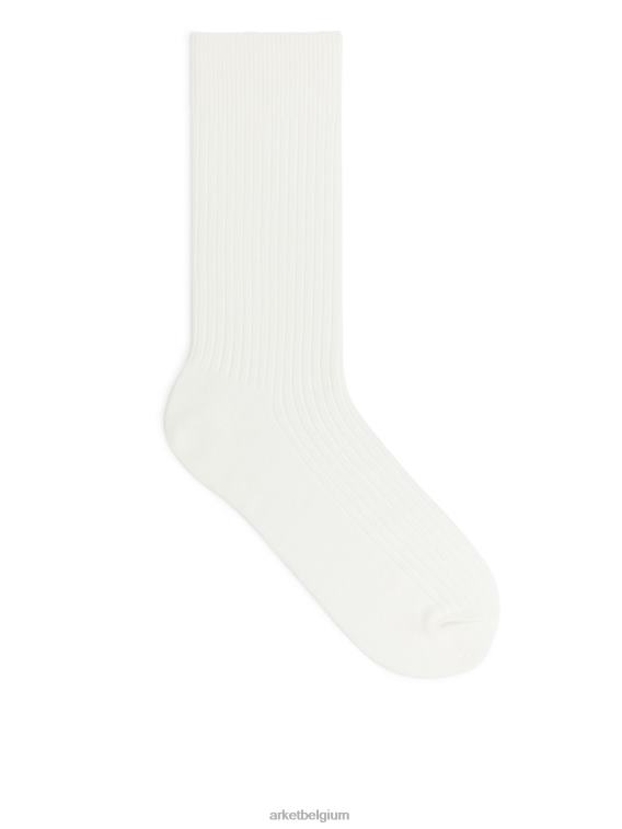 ARKET kleding 0DXJP1247 wit supima katoenen ribsokken Heren