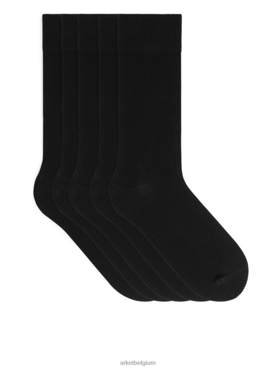 ARKET kleding 0DXJP1249 zwart supima katoenen effen sokken 5 paar Heren