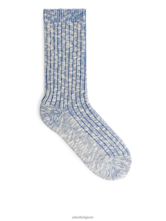 ARKET kleding 0DXJP577 blauw gemêleerd grof gebreide sokken Heren