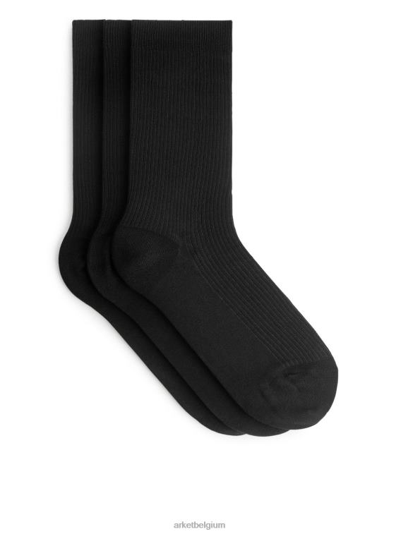 ARKET kleding 0DXJP578 zwart katoenen ribsokken Heren