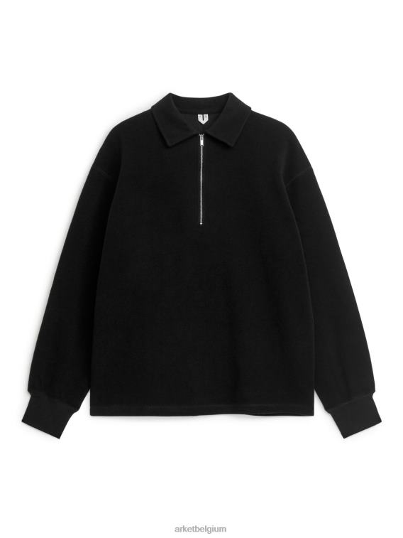 ARKET kleding 0DXJP915 zwart Wollen trui met halve rits Heren