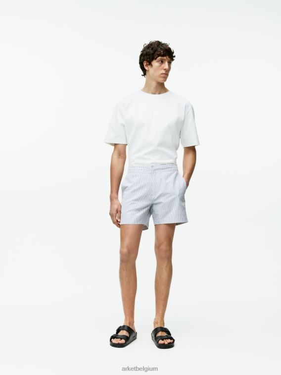ARKET kleding 0DXJP1143 wit Blauw seersucker zwembroek Heren