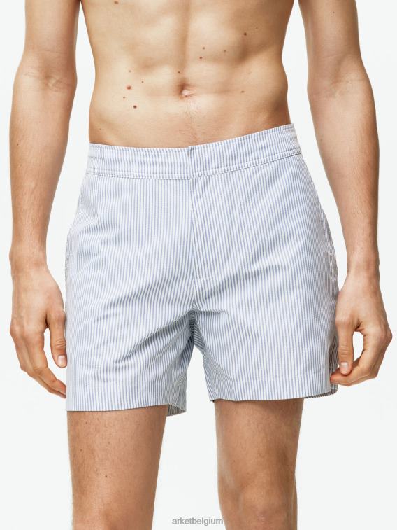 ARKET kleding 0DXJP1143 wit Blauw seersucker zwembroek Heren