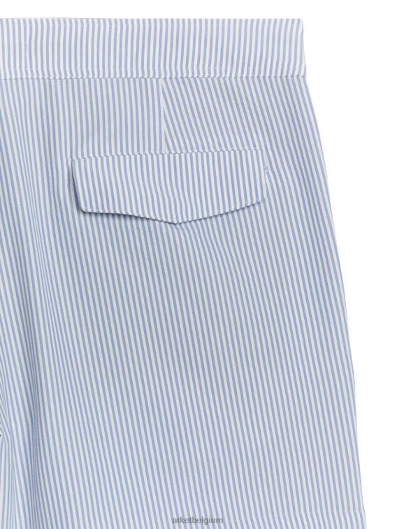 ARKET kleding 0DXJP1143 wit Blauw seersucker zwembroek Heren