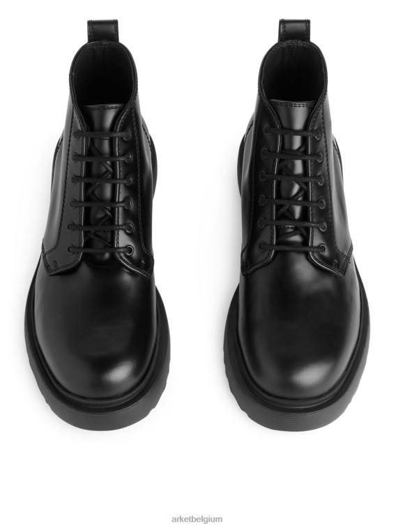 ARKET schoenen 0DXJP1277 zwart leren veterlaarzen Heren