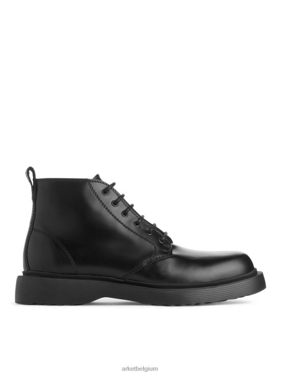 ARKET schoenen 0DXJP1277 zwart leren veterlaarzen Heren