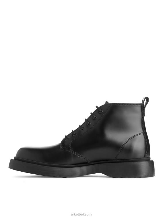 ARKET schoenen 0DXJP1277 zwart leren veterlaarzen Heren