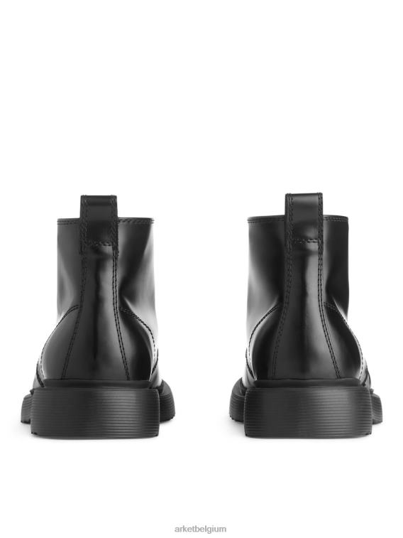 ARKET schoenen 0DXJP1277 zwart leren veterlaarzen Heren