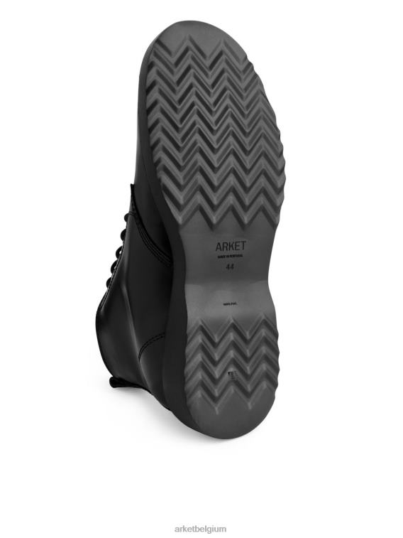 ARKET schoenen 0DXJP1277 zwart leren veterlaarzen Heren