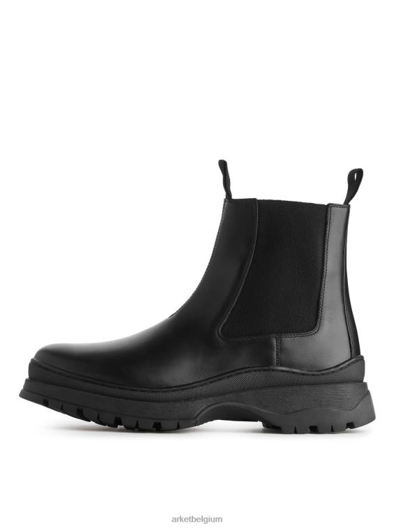ARKET schoenen 0DXJP1282 zwart Leren laarzen met dikke zool Heren