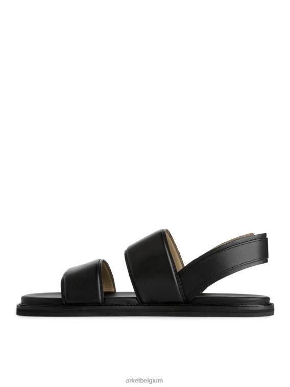 ARKET schoenen 0DXJP1271 zwart Leren sandalen met gesp Heren