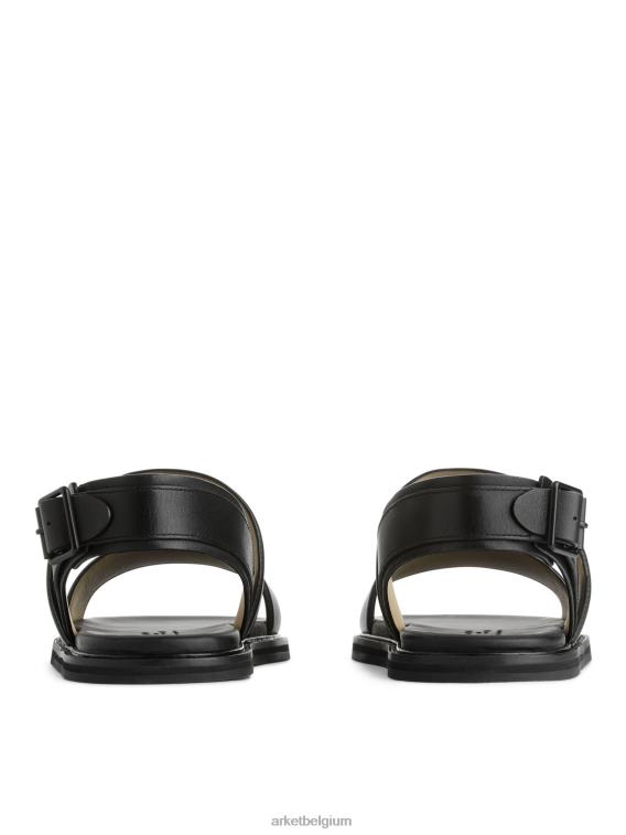 ARKET schoenen 0DXJP1271 zwart Leren sandalen met gesp Heren