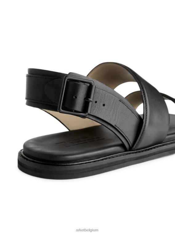 ARKET schoenen 0DXJP1271 zwart Leren sandalen met gesp Heren
