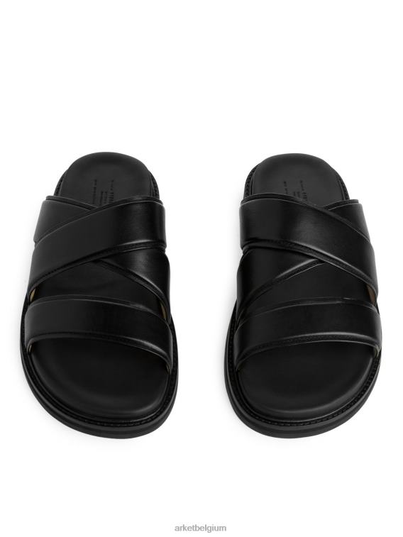 ARKET schoenen 0DXJP1272 zwart leren schuifsandalen Heren