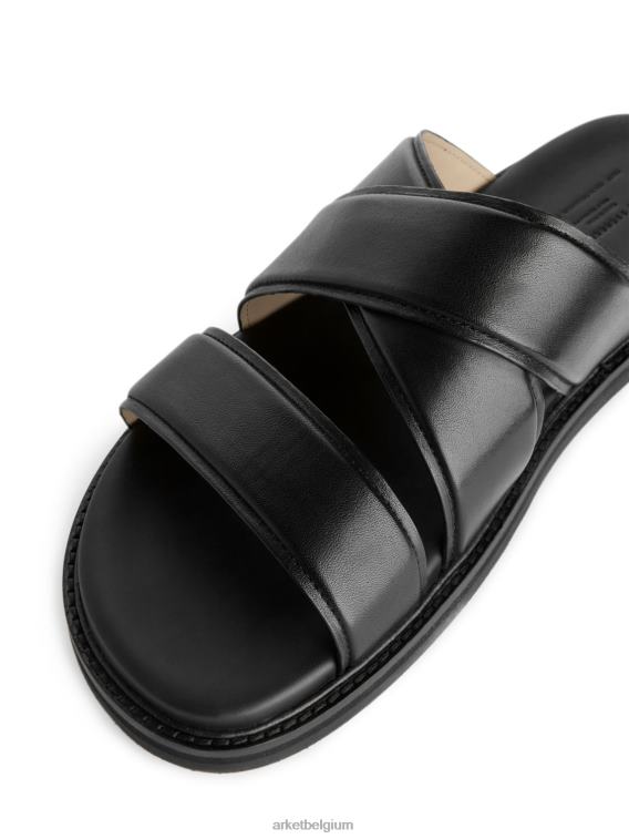 ARKET schoenen 0DXJP1272 zwart leren schuifsandalen Heren