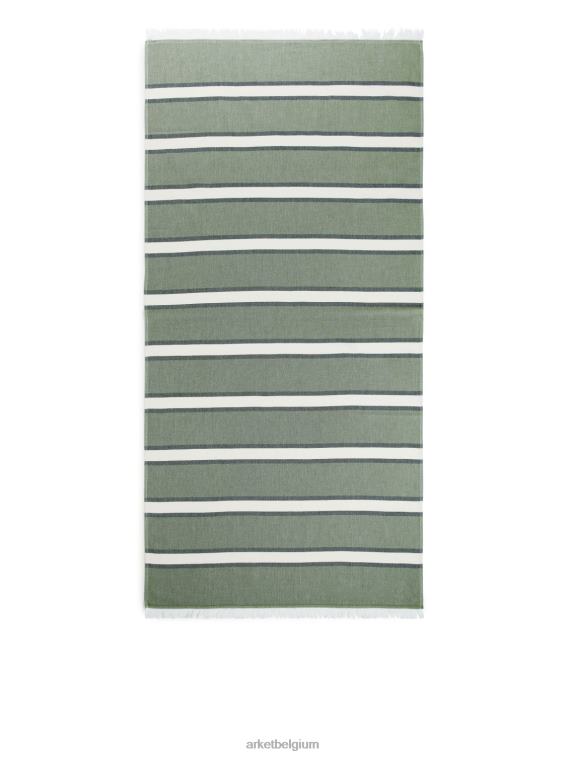 ARKET huishoudartikelen 0DXJP634 groen/gebroken wit katoenen stranddeken unisex