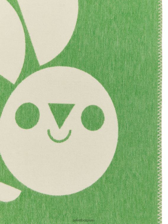 ARKET huishoudartikelen 0DXJP1745 groen Wit katoenen deken in artiesteneditie unisex