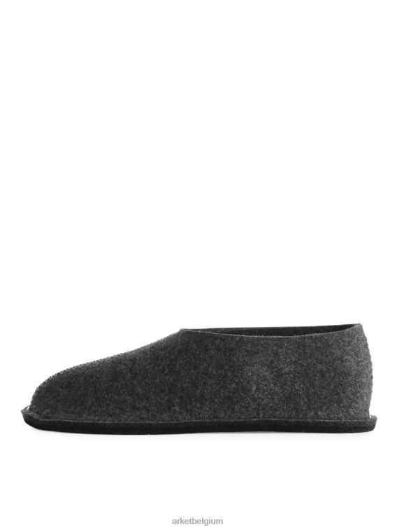 ARKET huishoudartikelen 0DXJP721 donkergrijs gemêleerd Pia wallen wollen pantoffels unisex