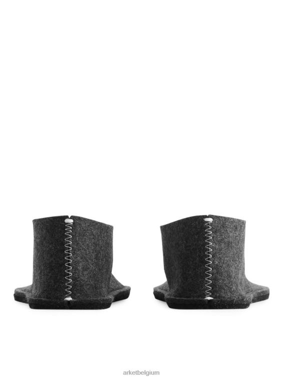 ARKET huishoudartikelen 0DXJP721 donkergrijs gemêleerd Pia wallen wollen pantoffels unisex