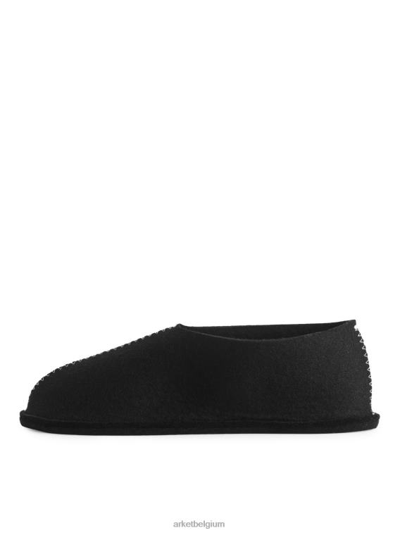 ARKET huishoudartikelen 0DXJP722 zwart Pia wallen wollen pantoffels unisex