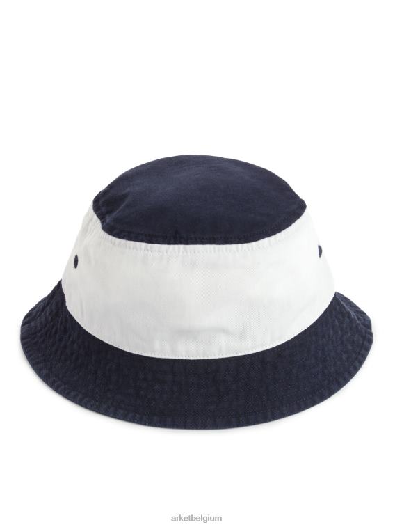ARKET accessoires 0DXJP1626 donkerblauw/wit vissershoed met kleurvlakken kinderen