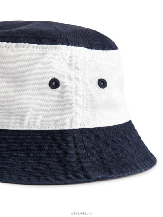ARKET accessoires 0DXJP1626 donkerblauw/wit vissershoed met kleurvlakken kinderen